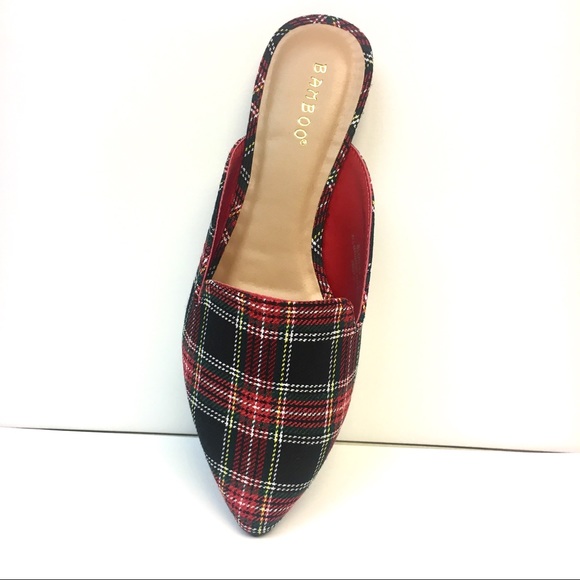 LAST PAIR! Restock Red Plaid Mules Tartan Tweed - Picture 7 of 8